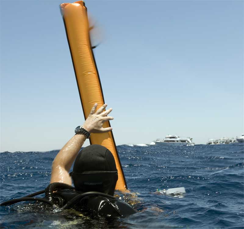 Hi-Vis Scuba Dive Diving SMB Surface Marker Buoy With 'Diver Below' Markings 